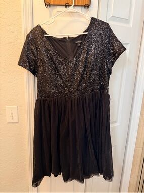 Torrid Black Sequin A-Line Party Dress